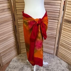 Gorgeous Sarong Orange, Red & Yellow OSFM  40” X 68”